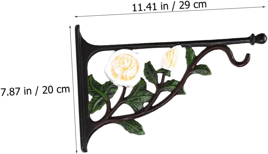 HOMSFOU Iron Rose Pattern Wall Mounted Flowerpot Hook for Indoor Outdoor Garden Hanging Basket Bracket Sturdy Wall Planter Hanger for Bird Feeders Wind Chimes