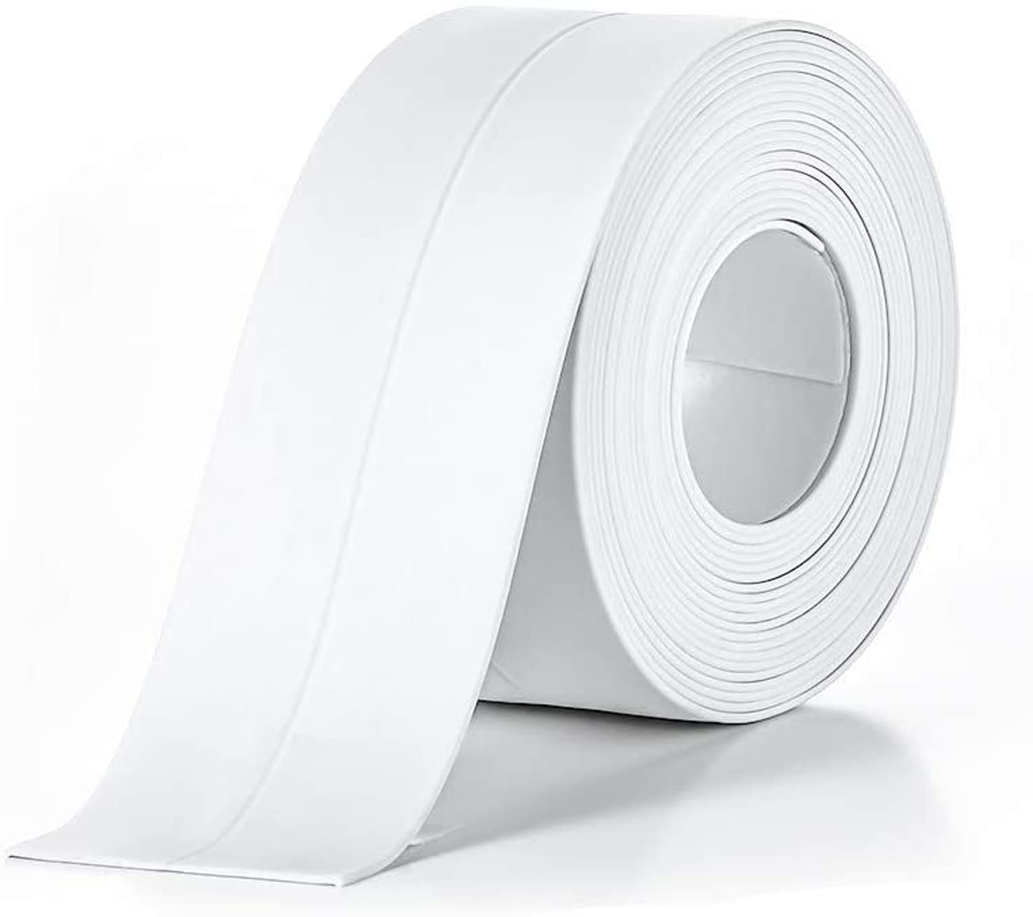 hexoniq® bathroom sealant caulk strip pe self adhesive tape, waterproof & anti mould seal strip wall sealing tape for kitchen bathtub sink toilet wall edge protector (w-2.2cm x l-3.2m) (white, 1 pcs)