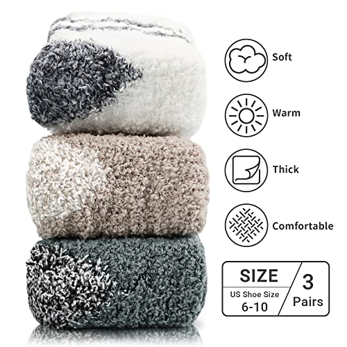 Clothirily Fuzzy Socks for Women, Womens Winter Warm & Cozy Fluffy Socks 3 Pairs Ultra Soft Fabric Sleeping Slipper Sock for Women Gifts2