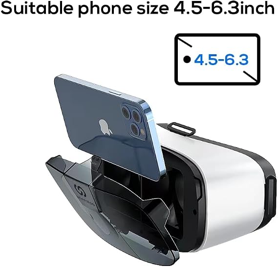 VR Headset for Phone, Compatible with iPhone Samsung and Android 3D Virtual Reality for Kids and Adults VR Glasses for Smartphone /4.5-6.3in Eyes Protected Anti-Blue HD Lenses
