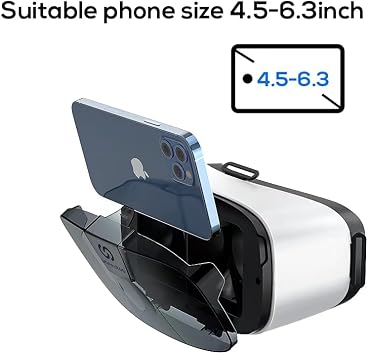 VR Headset for Phone, Compatible with iPhone Samsung and Android 3D Virtual Reality for Kids and Adults VR Glasses for Smartphone /4.5-6.3in Eyes Protected Anti-Blue HD Lenses