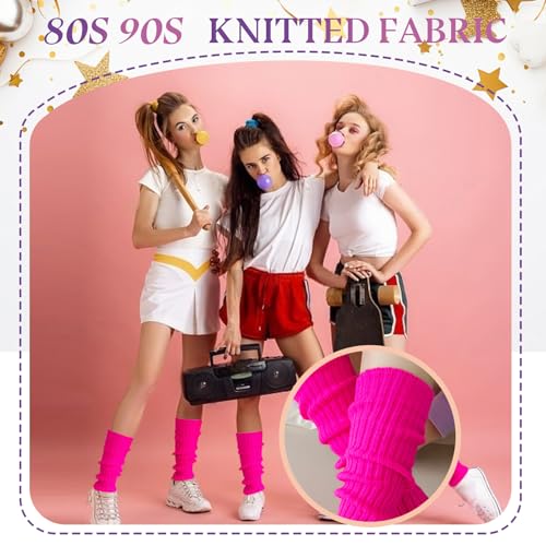 Leg Warmers for Women, Neon Ribbed Leg Socks, Stylish Accessories for 80s 90s Party Sports Yoga2