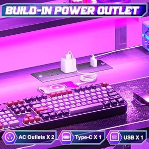 X-cosrack 33.5" Small Gaming Desk with LED Lights & Power Outlets, Compact Computer Desk with Monitor Stand & CPU Stand, Gamer Table with Storage Drawer, Side Hooks for Home Office, Bedroom, Black — photo 5 of 6