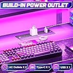 X-cosrack 33.5" Small Gaming Desk with LED Lights & Power Outlets, Compact Computer Desk with Monitor Stand & CPU Stand, Gamer Table with Storage Drawer, Side Hooks for Home Office, Bedroom, Black - Image 5