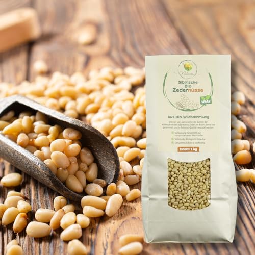 Naturezon Sibirische Bio Zedernuss 1000g - Bio Zedernkerne aus Wildsammlung - als besondere alternative zu Pinienkernen - unbehandelt und naturbelassen