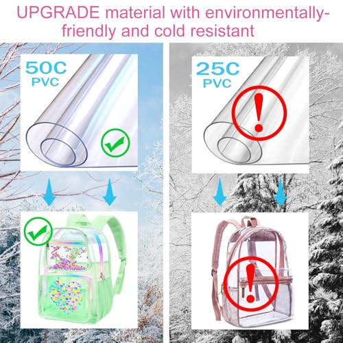 Image of AGSDON Clear Backpack, Heavy Duty Transparent Bookbag, See Through PVC Backpacks for Women Men