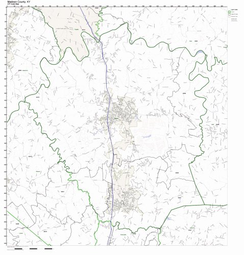 Madison County, Kentucky KY ZIP Code Map Not Laminated