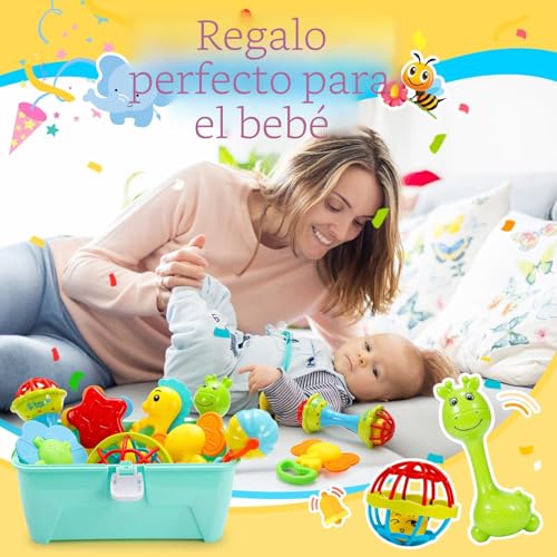 Miniatura 7 de 14 Piezas Sonajeros Bebes 0-12 Meses Con Caja De Almacenaje, Juguetes Bebes 0-12 Meses Sensorial Juguetes Para La Dentición Regalo Bebe Recien Nacido 0-12 Meses Niños Montessori Bebe 0-6-12 Meses