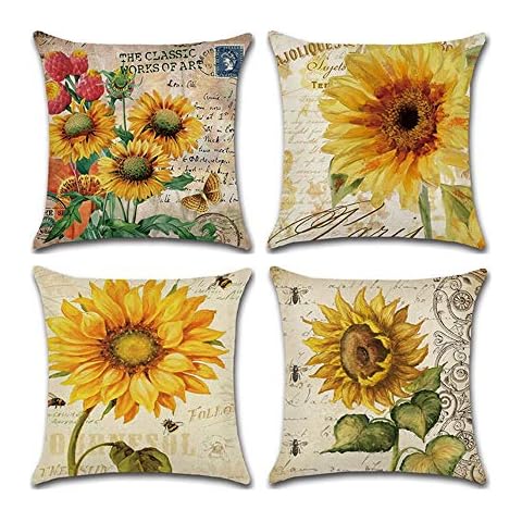 COWORK Vintage Sunflower Cushion Covers Set Cover