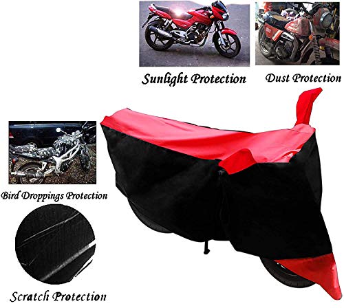 Image of Kandid Red & Black Dust and Water Resistant Double Mirror Pocket Bike Cover for Suzuki Swish 125