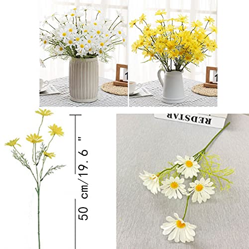 Oukeyi Artificial Flowers 12 Bundles Artificial Silk Daisy Fake Flowers Uv Resistant Outdoor Fake Wildflowers With Stems Greenery Shrubs Plants Arrangements For Home Garden For Decoration (Yellow) #TOP2