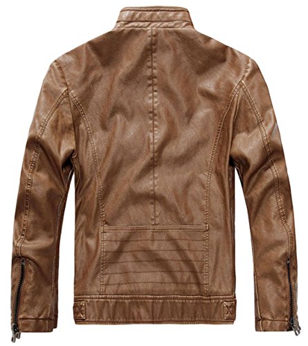 Image of chouyatou Men's Vintage Stand Collar Pu Leather Jacket