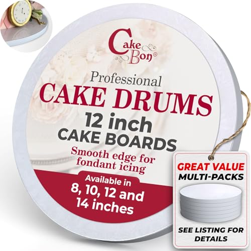 Image of Cakebon Cake Boards 12 inch White Round Cake Drums 1 /2 inch Thick Smooth Edge 1Pack