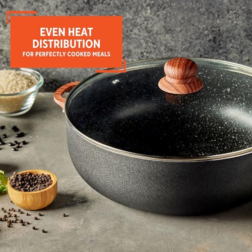 IMUSA USA Black 4.4Qt Stone Caldero with Woodlook Handles and Knob, 4.4 Quart by Imusa - Image 5