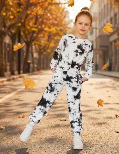 Image of Arshiner Girls 2 Piece Outfits Fashion Twist Front Tracksuit Long Sleeve Pullover Sweatshirt Sweatpants Jogger set Sweatsuit
