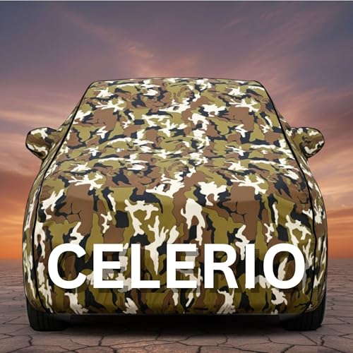 Image of Premium Jungle Series 100% Waterproof Car Body Cover for Celerio Cover (All Models) with Mirror Pockets | Triple Stitched, Elastic, Custom Fit, Heat Resistant, Anti-Dust, All-Weather Cover