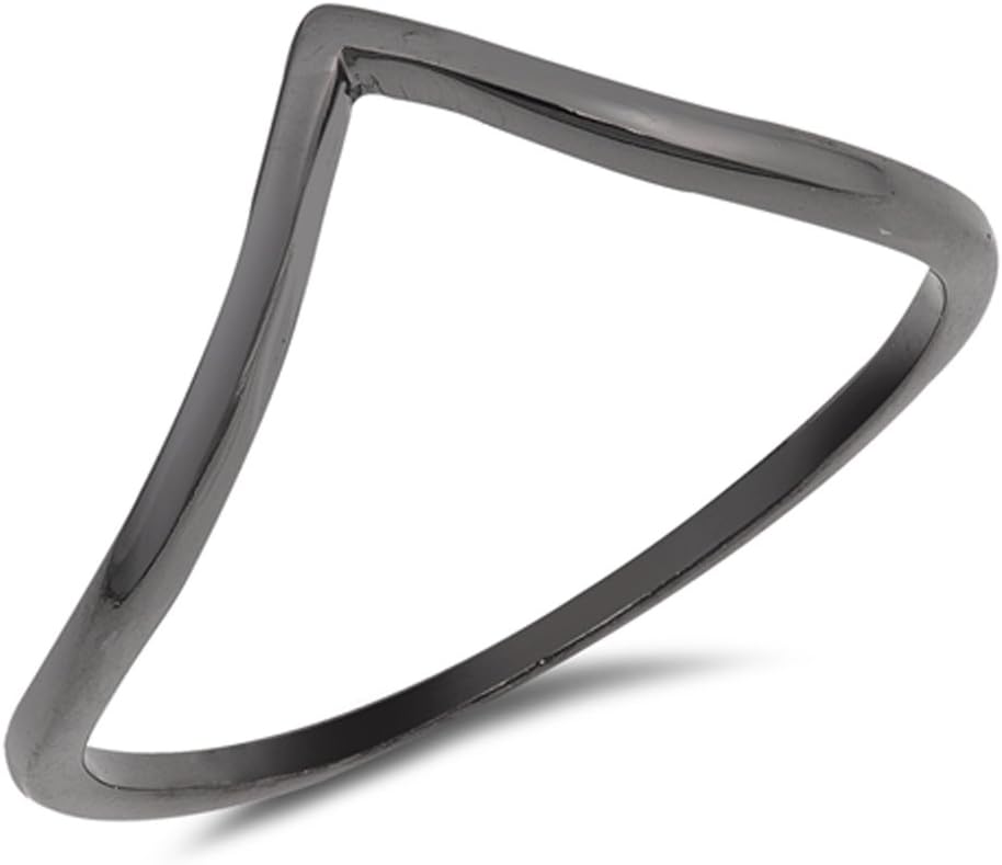CHOOSE YOUR COLOR Sterling Silver Pointed Chevron Ring