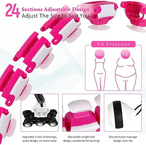 FYH Ağırlıklı Hoola Hoops, İkisi Bir Arada Karın Fitness Masajı Akıllı Hula Hoop, 24 Bölüm Serbestçe Kombin Edilebilir ve Asla Hula Hoop Düşmez, Çoğu İnsanın Kilo Verme İhtiyaçları İçin Uygundur (Kırmızı) - Görsel 3