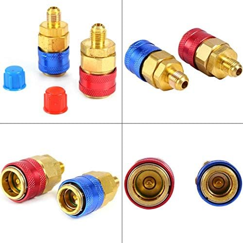 1 Pair R134A H/L Auto Car Quick Coupler Connector Brass Adapters Air Conditioning Refrigerant Adjustable AC Manifold W91F