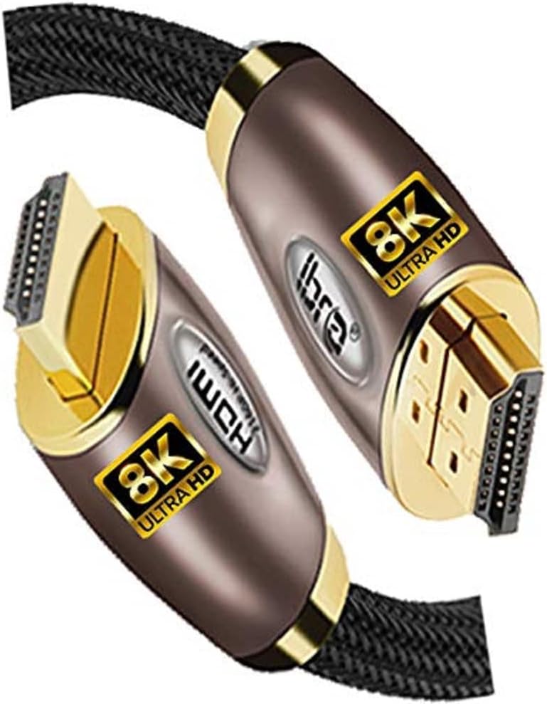 IBRA Red 2.1 HDMI Cable 8K Ultra High-Speed 48Gbps Lead Supports 8K@60HZ, 4K@120HZ, 4320p, Compatible with Fire TV, 3D Support, Ethernet Function, 8K UHD, 3D-Xbox PlayStation PS3 PS4 PC etc- 1M