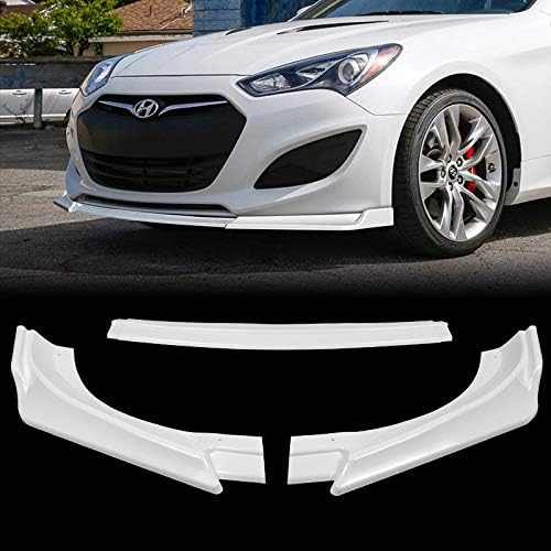3PCS Front Bumper Lip Kit fit for compatible with 2013-2016 Hyundai Genesis Coupe, KS-Style Splitter Trim Protection Spoiler, Air-Dam-Chin-Diffuser (Painted White)