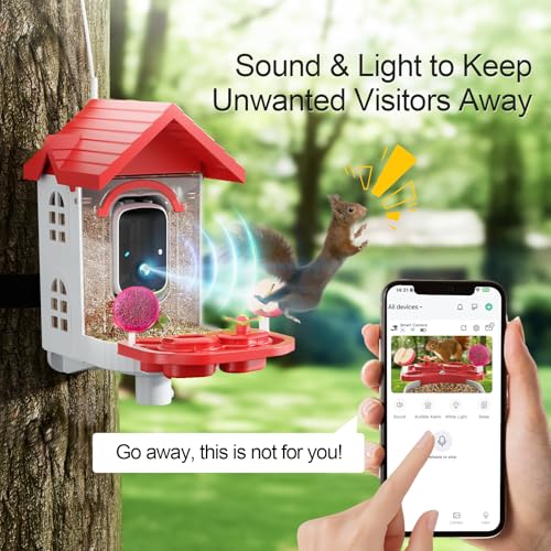 SV3C Bird Feeder with Camera, Smart Bird Feeder Camera with AI Identify BirdSpecies, Solar Powered, Instant Alerts, 2K HD Video, Various DIY Addons, 2.4G WiFi, Gift for Mom Dad and Birdlover (Red) by SV3C - Image 7