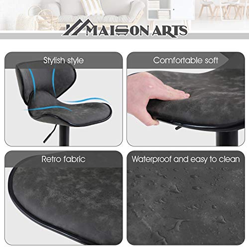 Maison Arts Counter Height Swivel Bar Stools Set Of 2 Adjustable Barstools With Back For Kitchen Counter Tall Bar Height Chairs Faux Leather High Stools For Kitchen Island,Support 300 Lbs,Grey #TOP7