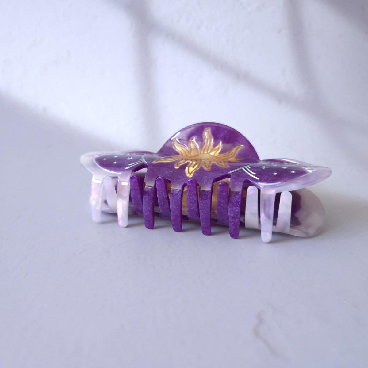 Fantasy Sun Hair Clips,Novelty Acetate Moon Hair Clip,Small Claw Clips for Women,Purple