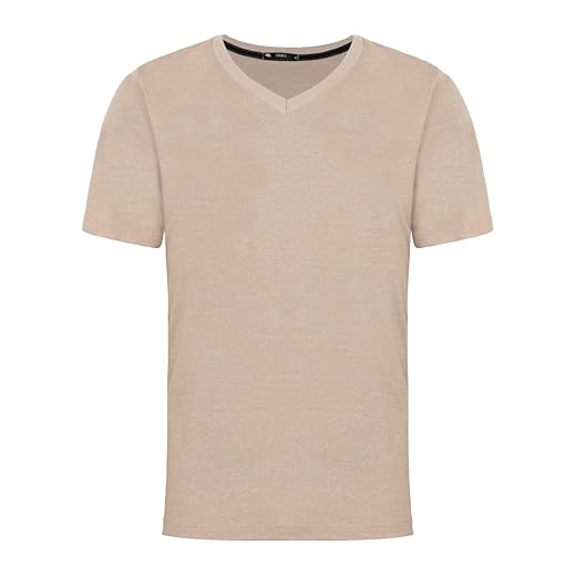 Camiseta Masculina Meia Malha Slim Fit Lisa Básica, Gola V