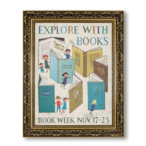 Vintage Framed Explore With Books Wall Art Canvas Print Oil