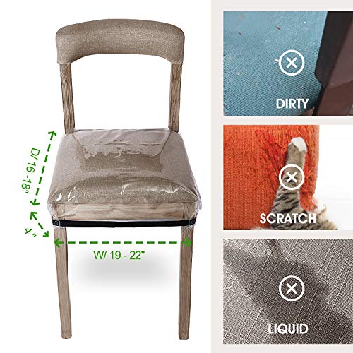 Siwutiao 4 Pack Clear Plastic Dining Chair Covers, Reusable Thickened Soft Pvc Seats Protectors, Double-Sided Adjustable Waterproof Chairs Slipcover #TOP1