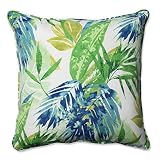 Pillow Perfect Tropic Floral Indoor/Outdoor Accent Throw Pillow, Plush Fill, Weather, and Fade Resistant, Floor - 25' x 25', Blue/Green Soleil, 1 Count