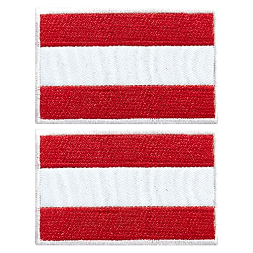 stidsds 2 Pack Austria Flag Patch Austria Flags Embroidered Patches Austrian Flags Military Tactical Patch for Clothes Hat Backpacks Pride Decorations