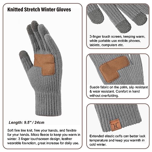 Winter Hat And Scarf Gloves Set For Women, Womens Warm Knit Pom Thermal Hat Long Scarves Touchscreen Glove Set4