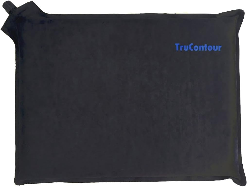Self Inflatable Seat Cushion - Perfect for Airplane Travel, Stadiums, Bleachers & Theater Seats. Easy to Inflate/Deflate (Black)