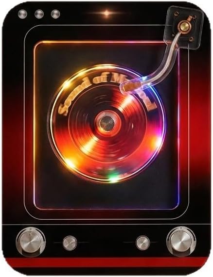 Record Player Shaped Refrigerator with NFC Sensor for Automatic Song Playback, Rotating and Magnetic Acrylic Ornament