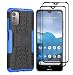 Produktbild AMWEI Hülle für Nokia G21 / G11 + 2 Panzerglas Schutzfolie, TPU/PC Stoßfest Handyhülle mit Versteckte Klammer Stände, Silikon Bumper Schutzhülle, Blau