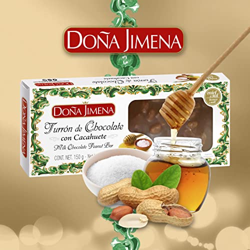 Doña Jimena | Schokoladen-Turrón mit Erdnuss 150 g | knusprig | Honig und Salz | glutenfrei | höchste Qualität