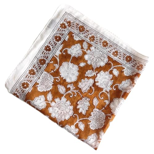 FROM INDIA BOUTIQUE Foulard Bandana carré en voile de coton AGRA, Or
