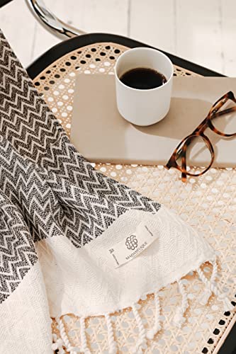 Madamelique Exclusive Hand Towels Set Of 2-18 X 40 Inches - Decorative Bathroom Peshtemal Towel For Hand, Face, Hair, Yoga, Tea, Dishcloth, Kitchen And Bath - 100% Pure Cotton (Vintage Beige) #TOP1