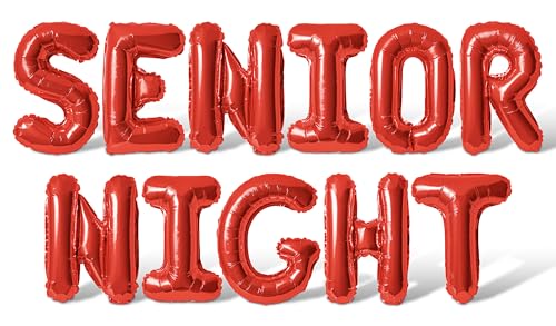 16 Inch Letter Balloons - SENIOR NIGHT Foil Mylar Balloon - Senior Night Party Banner (Red)