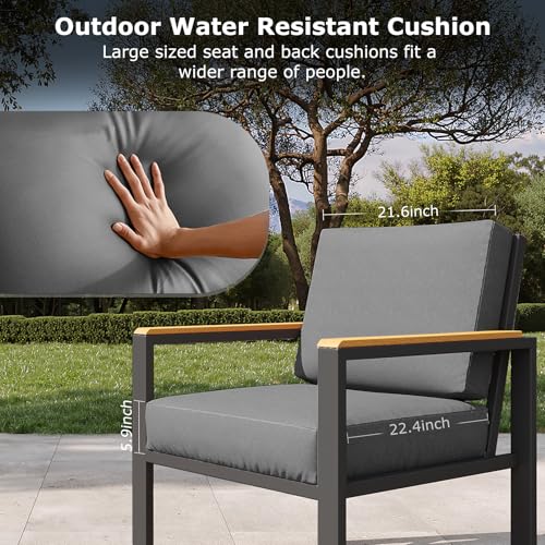 4-Piece Patio Furniture Set with Wood-Like Arms-Black - Image 2