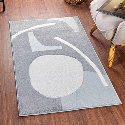 Livabliss Alfombra Abstracta Agen - Alfombra de Pasillo para Cocina, Entrada - Alfombra Salon Pelo Corto, Suave y Lujosa Facil de Cuidar - Alfombra Pasillo Larga de 80x150cm Blanco, Carbón, Gris Claro