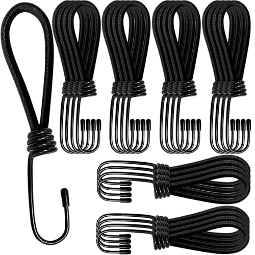 Xpieoyrm 25 Piezas Cuerdas elásticas Cortas con Ganchos, 15cm Gancho Expansor, Cuerda Tensora Elastica, Tensores de Lonas con Ganchos en Espiral para Carpas, Ganchos Elásticos para Carpas