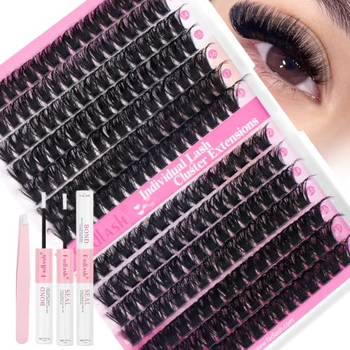 FADLASH Lash Extension Kit 80D+100D Natural Lash Clusters D Curl Mix12-18mm