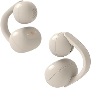 Sony LinkBuds Clip Open Ear Headphones, Comfortable Clip-On Design, 3 Listen Modes and Rich Sound, IPX4, Clear Calls, 37 Hours Battery Life, AI Voice Assistant, Tip Control, iOS & Android – Greige
