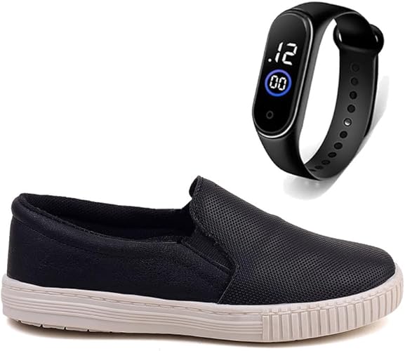 Sapatilha Infantil Sapatenis Tenis Calce Facil Casual Social LIGHT + Relogio