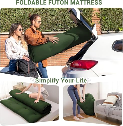 Image of Deevine Craft Quilt Cotton Floor Bed Mattress, Foldable,Rollable Movable Single Bed Comfort Gadda 1 Sleeping Capacity, S Quilted Design (Bottle Green, Single Bed 72X36X5 Inches)