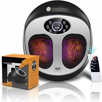 Shiatsu Foot Massager with Heat, Deep Kneading for Plantar Fasciitis, Vibration, Feet Massage Machine with Remote for Pain Relief and Circulation, Rolling Comperssion Foot Warmer, Up to Size 14