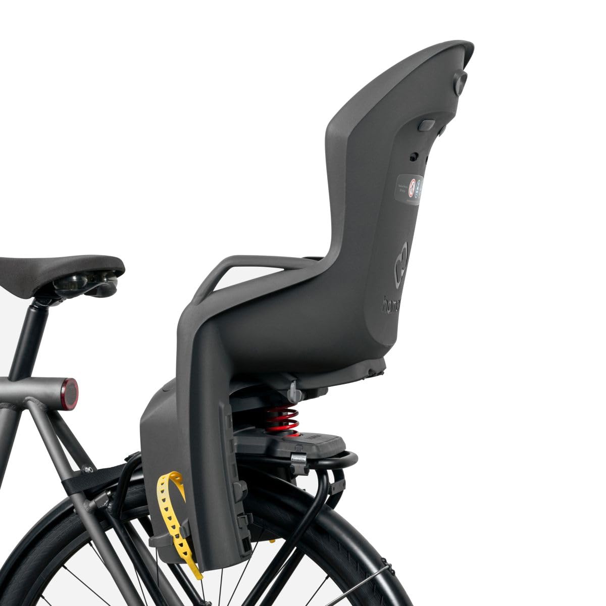 Hamax - Porte-bébé Amiga Gris - Fixation Porte-Bagage - Suspension intégrée - pour Enfants jusqu'à 27 kg - Antivol intégré - Compatible vélos électriques - Harnais 3 Points - Confort Optimal
